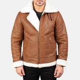 Francis Brown Leather Bomber Jacket